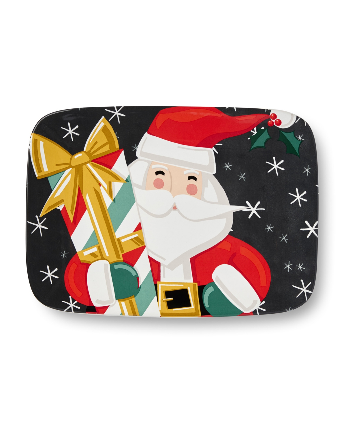 Certified International Christmas Whimsy Santa Rectangular Platter In Multi