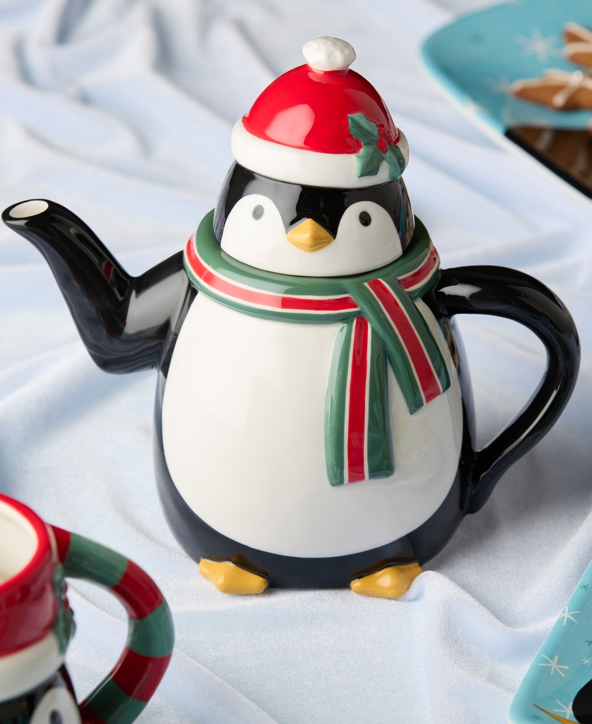 Certified International Christmas Whimsy Penguin 3-d Teapot In Multi