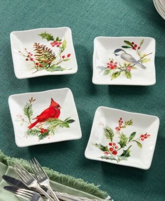 Holly Vines Canape Plates, Set of 4