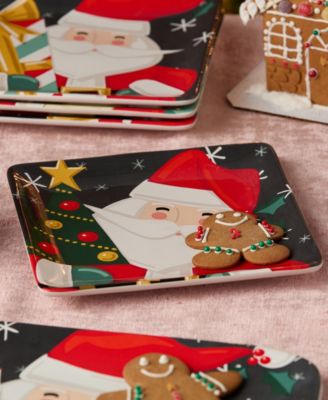 Christmas Whimsy Santa Dessert Plates, Set of 4
