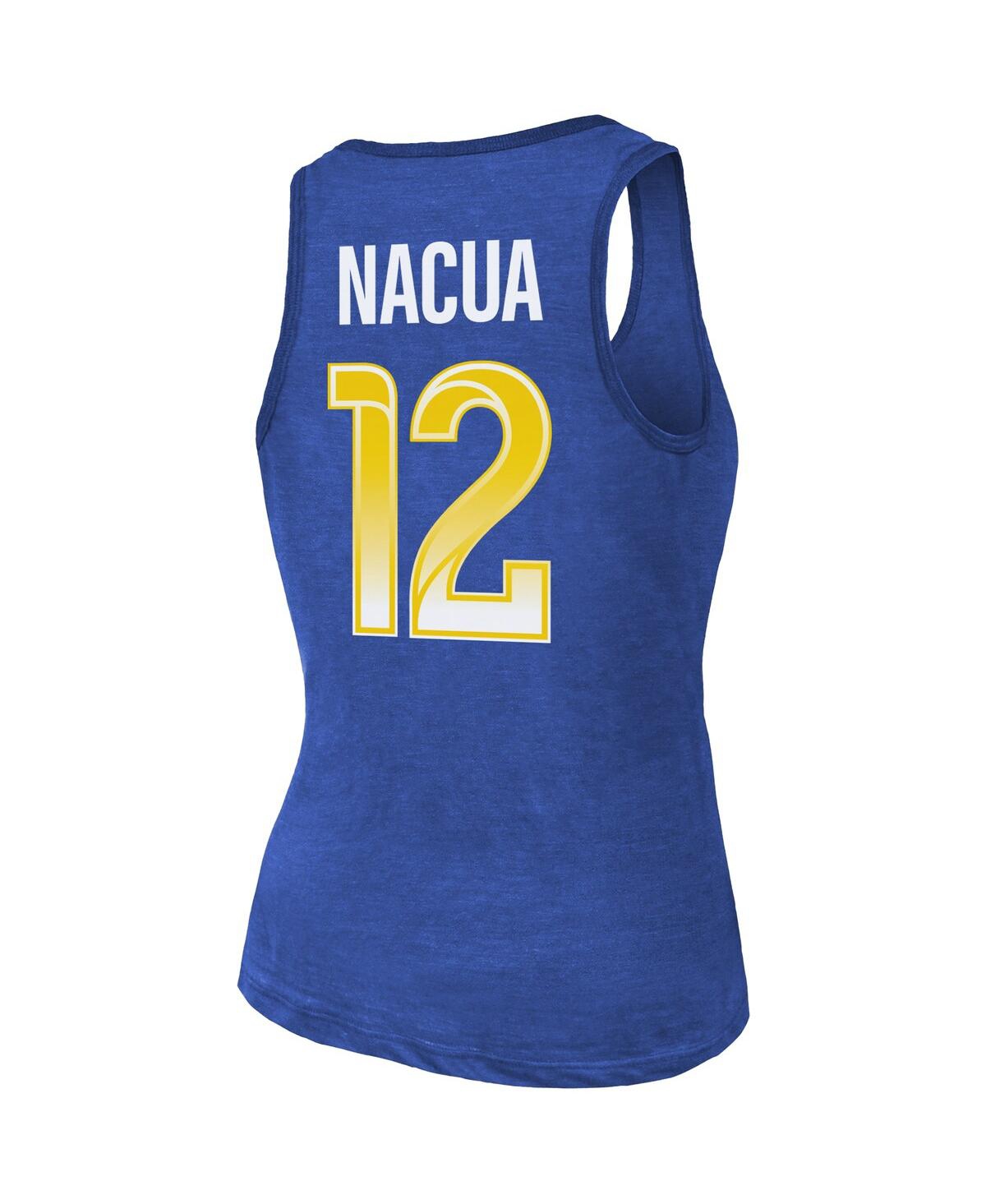 Majestic Women's Puka Nacua Royal Los Angeles Rams Name Number Tri-blend Scoop Neck Tank Top In Blue