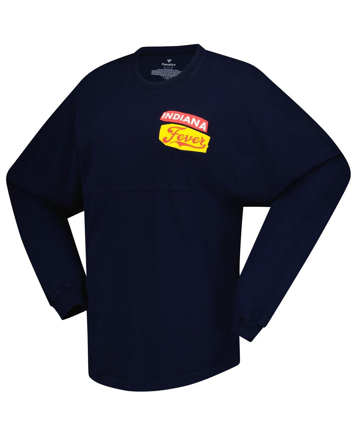 Spirit Jersey Navy Indiana Fever Patches Oversized Long Sleeve T-shirt In Blue