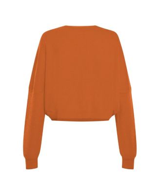 Women's Burnt Orange Texas Longhorns Oversized Cropped Ivy Knit Pullover Sweater