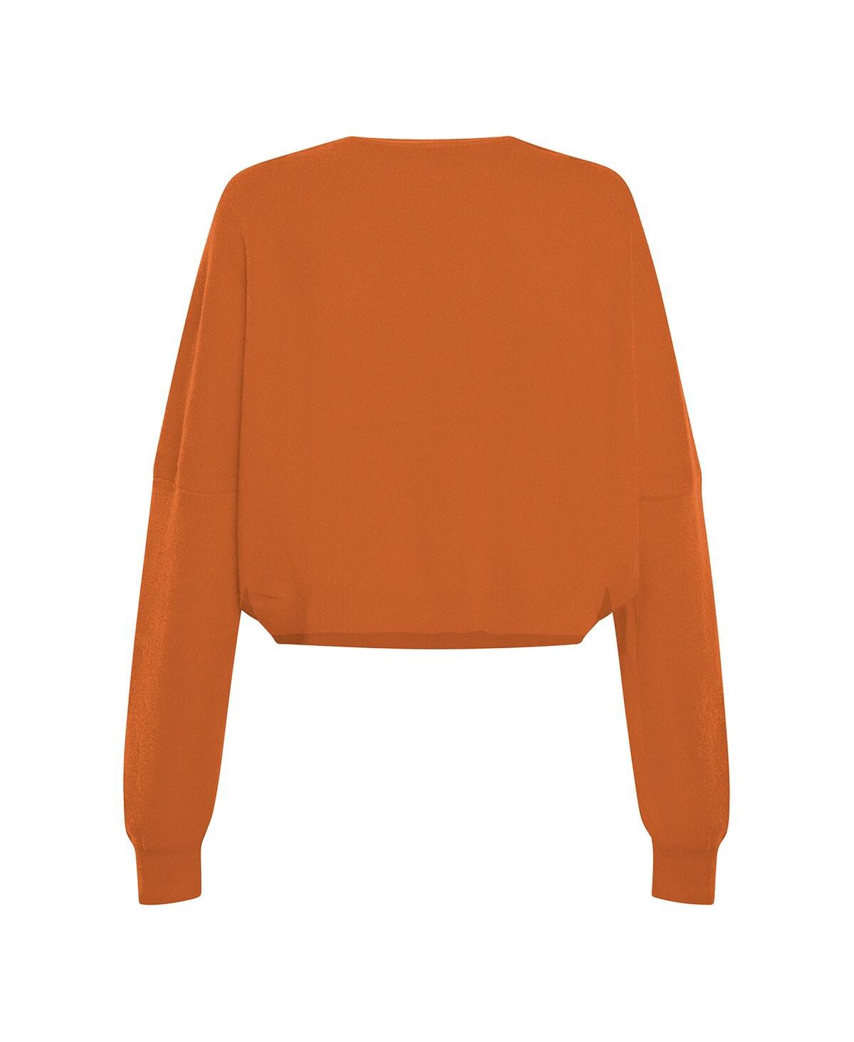 Hype And Vice Burnt Orange Texas Longhorns Oversized Cropped Ivy Knit Pullover Sweater In Orange