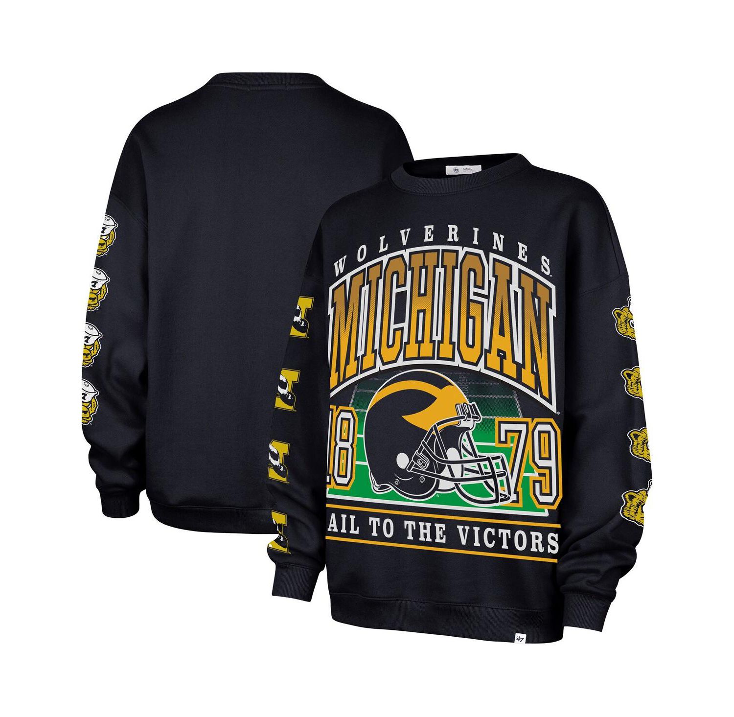 Women's Navy Michigan Wolverines Go Big Oversized Pullover Sweatshirt