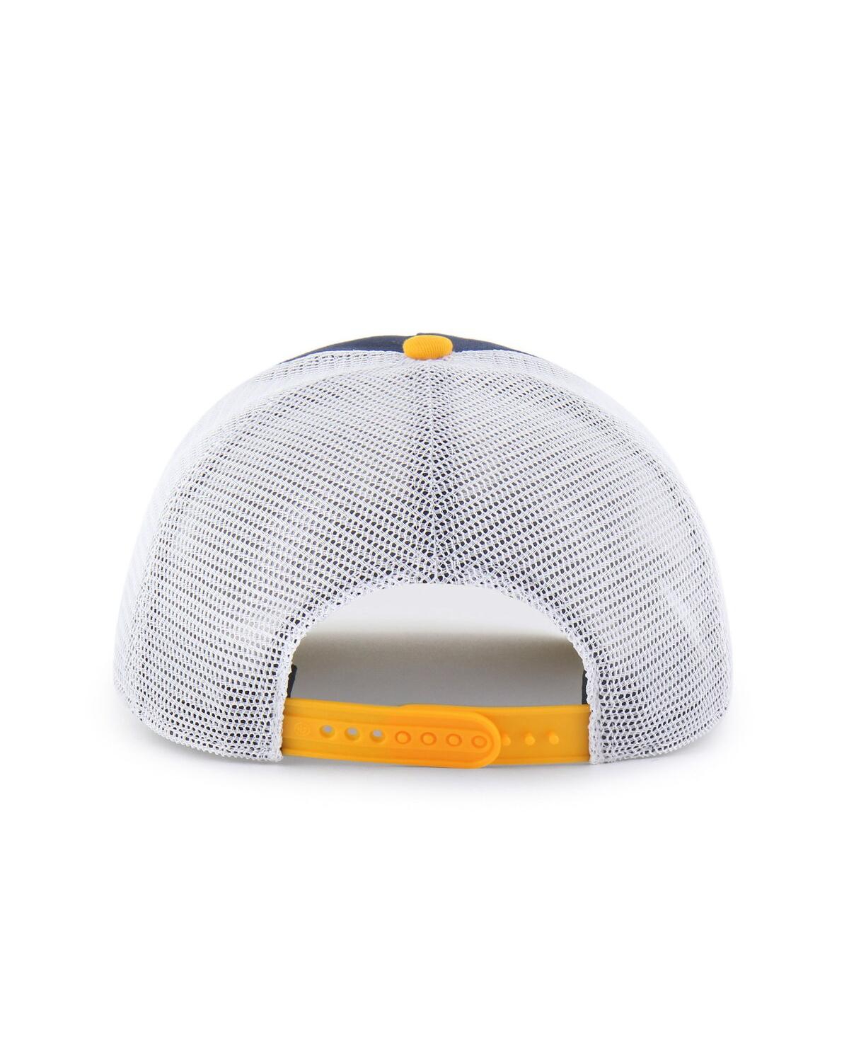 47 Brand Big Boys And Girls Navy/gold West Virginia Mountaineers Super Stripe Hitch Adjustable Trucker Hat In Multi