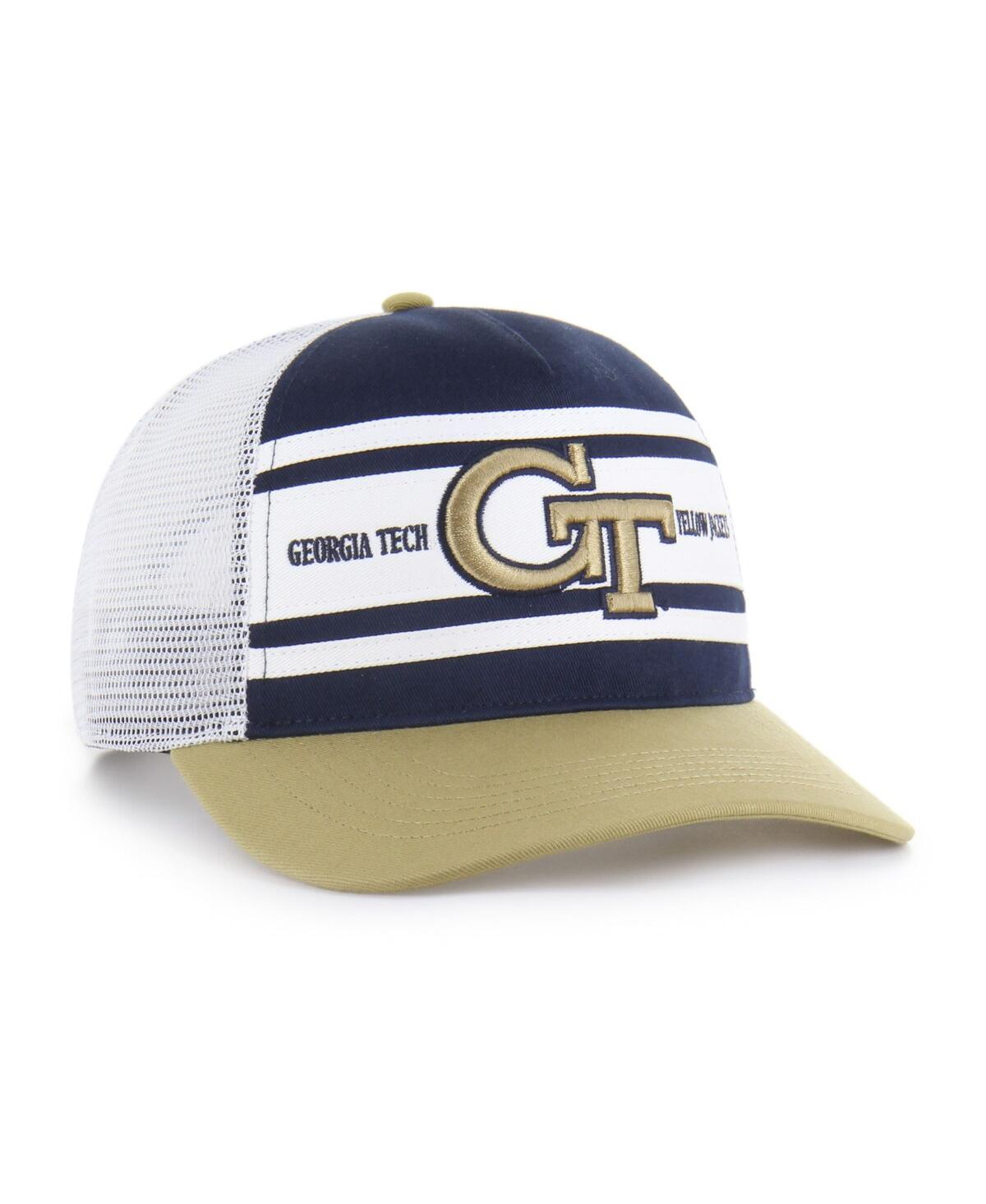47 Brand Big Boys And Girls Navy/gold Georgia Tech Yellow Jackets Super Stripe Hitch Adjustable Trucker Hat In Yellow
