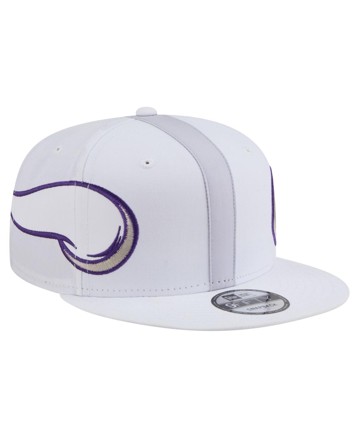 New Era Men's White Minnesota Vikings Helmet 9fifty Snapback Hat In White
