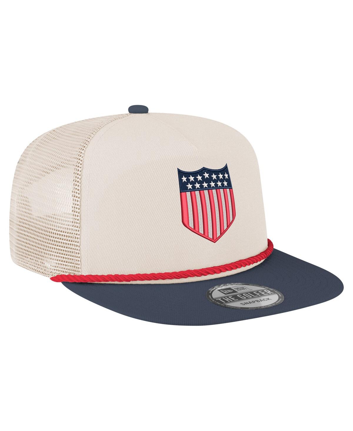 New Era Men's Cream Usmnt 1913 Retro Golfer Snapback Hat In White