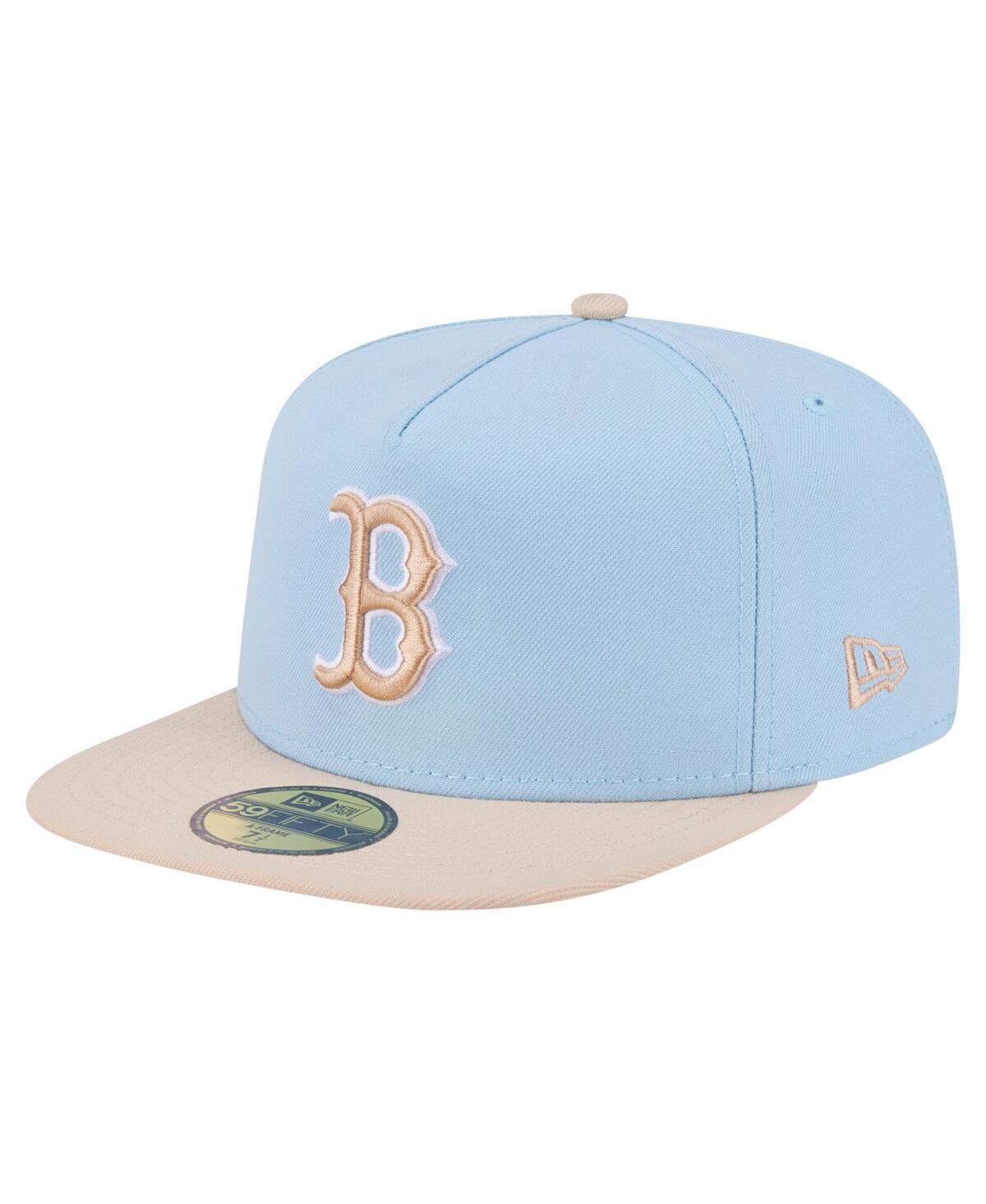 New Era Men's Light Blue/cream Boston Red Sox Two-tone Color Pack A-frame 59fifty Fitted Hat In Blue