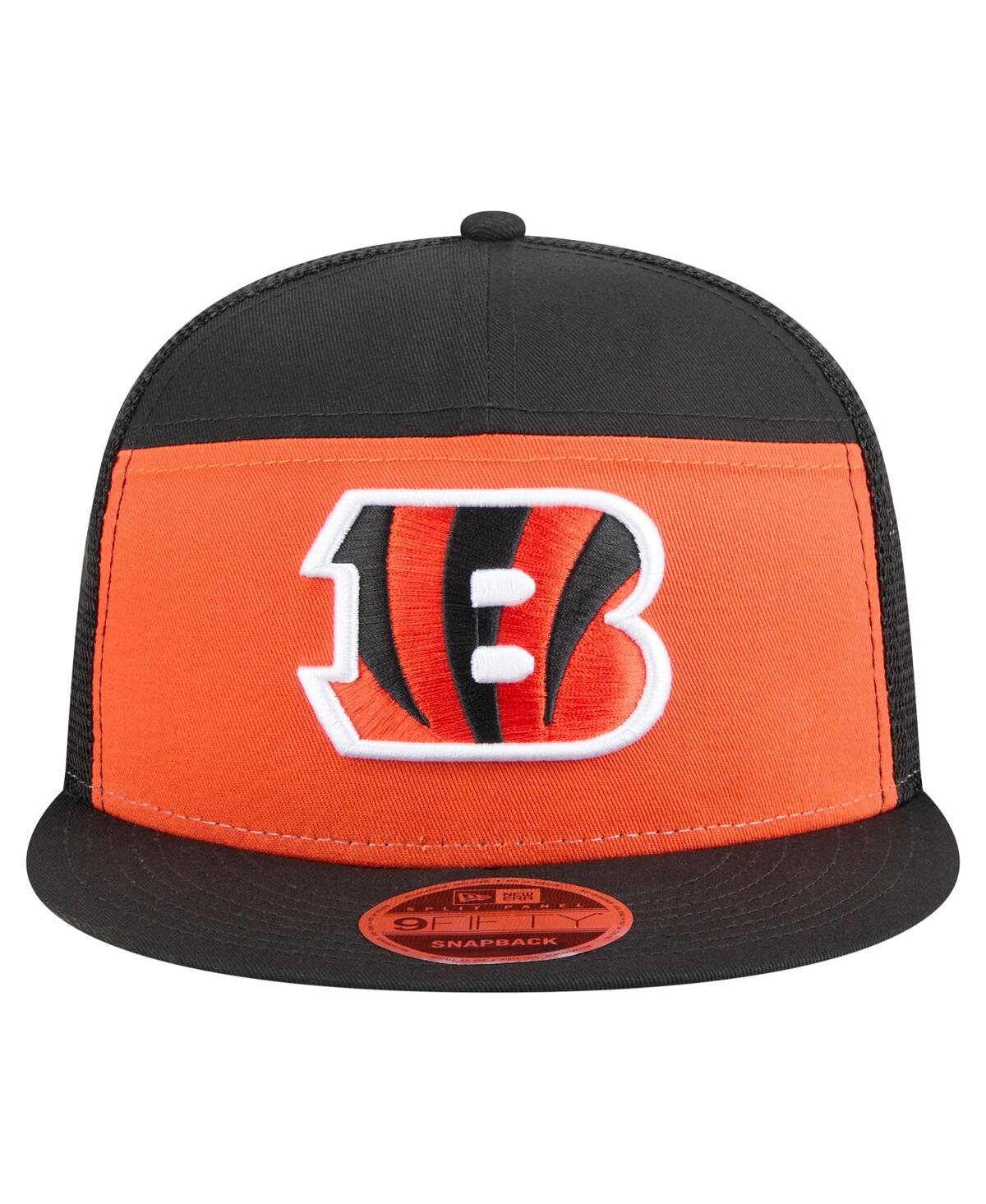 New Era Men's Orange/black Cincinnati Bengals Outdoor Split Panel 9fifty Snapback Hat In Multi