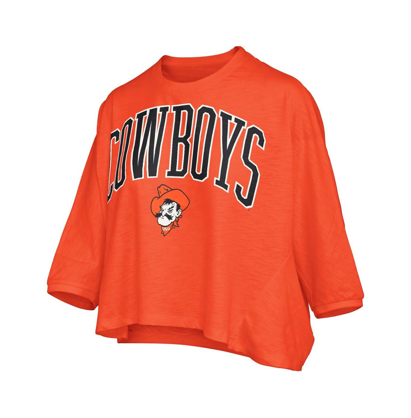 Женская футболка Pressbox Orange Oklahoma State Cowboys Midi Arch Over Logo Oversized — фото 3