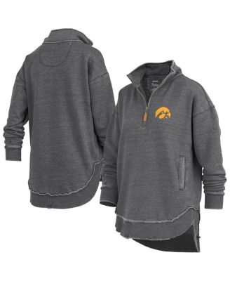 Pressbox - Women's Black Iowa Hawkeyes Northfork Sojourn Poncho Quarter-Zip Sweatshirt