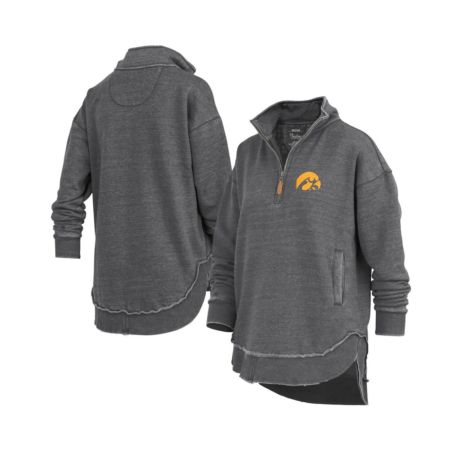 Women's Black Iowa Hawkeyes Northfork Sojourn Poncho Quarter-Zip Sweatshirt