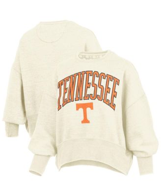 Pressbox - Women's Natural Tennessee Volunteers Oversized Waist-Length Crewneck Sweatshirt