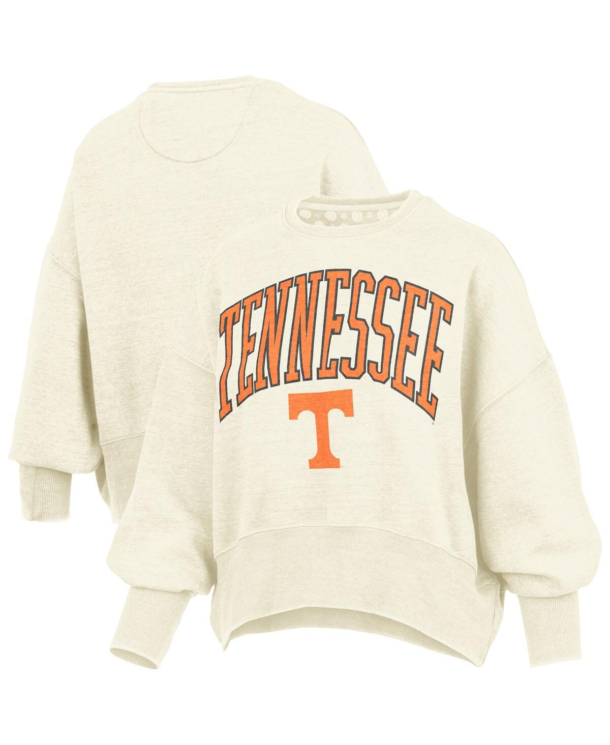 Pressbox Natural Tennessee Volunteers Oversized Waist-length Crewneck Sweatshirt In Neutral