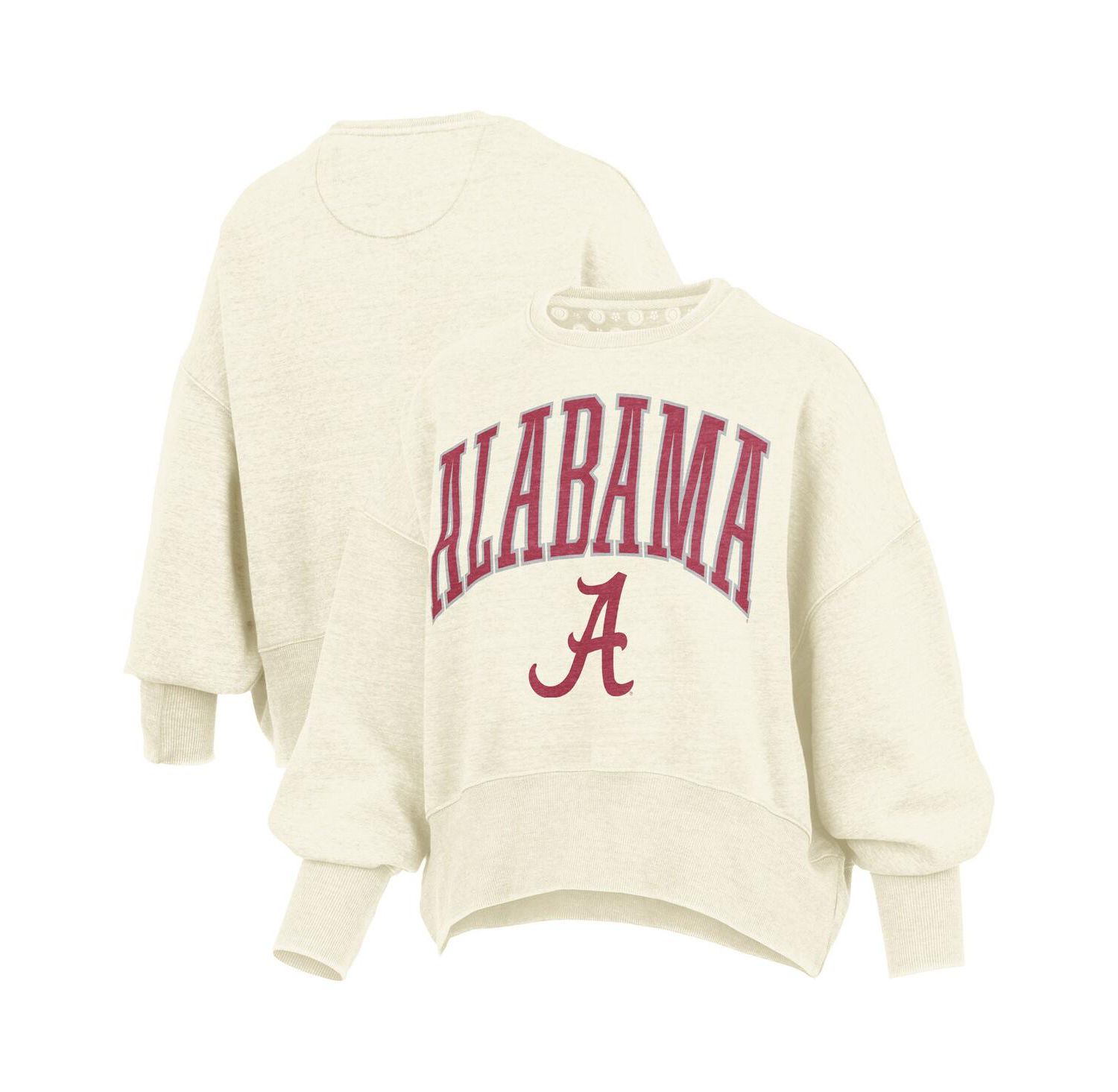 Women's Natural Alabama Crimson Tide Oversized Waist-Length Crewneck Sweatshirt