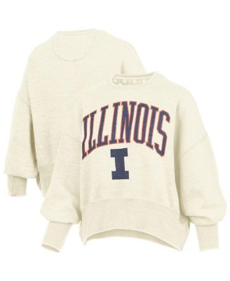 Pressbox - Women's Natural Illinois Fighting Illini Oversized Waist-Length Crewneck Sweatshirt