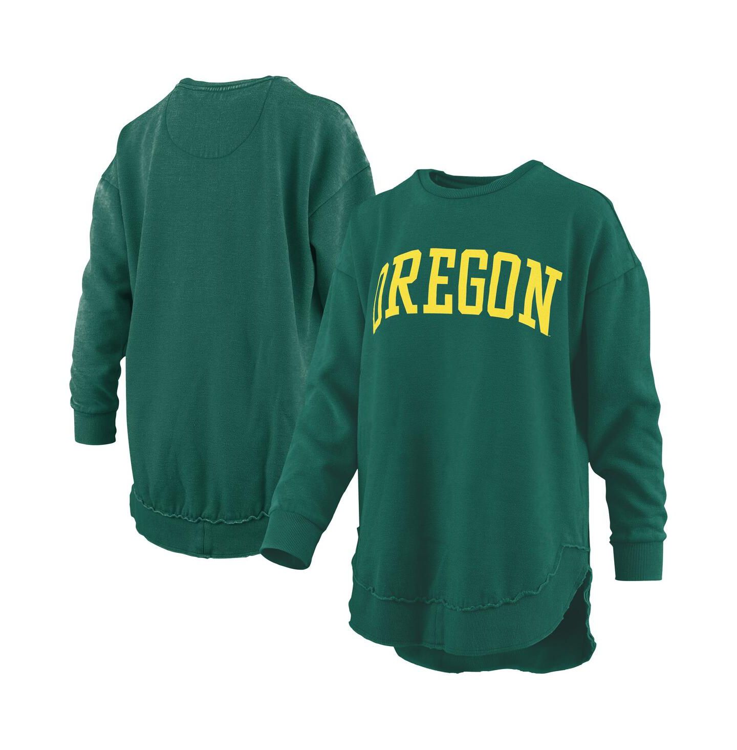 Женские толстовки Pressbox Green Oregon Ducks Mélange Poncho Vintage Fleece Long Sleeve Pullover — фото 1