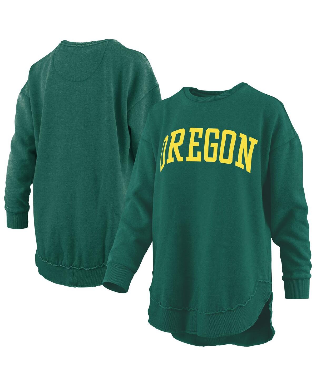 Pressbox Green Oregon Ducks Melange Poncho Vintage Fleece Long Sleeve Pullover Sweatshirt In Green