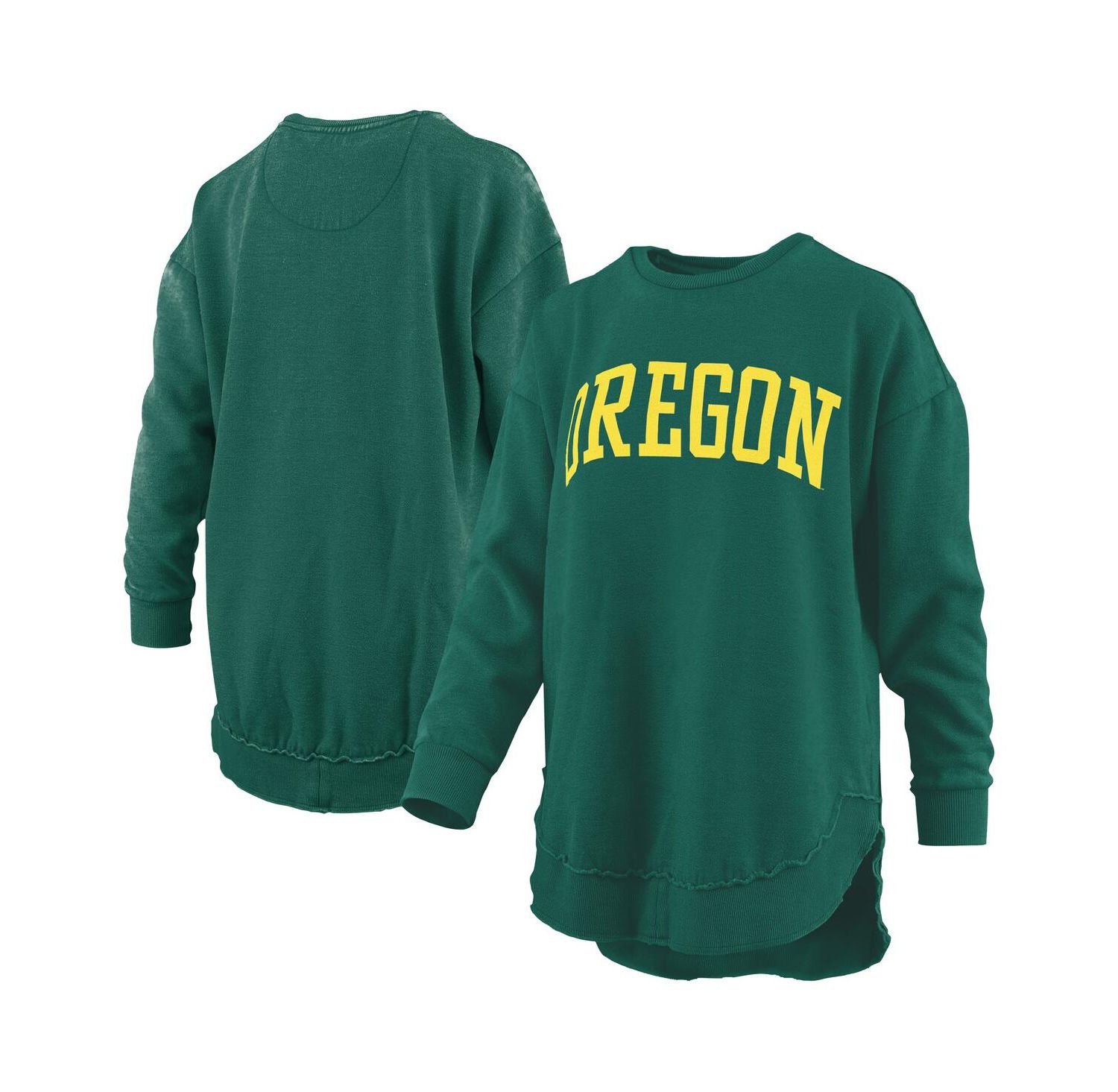 Women's Green Oregon Ducks M&eacute;lange Poncho Vintage Fleece Long Sleeve Pullover Sweatshirt