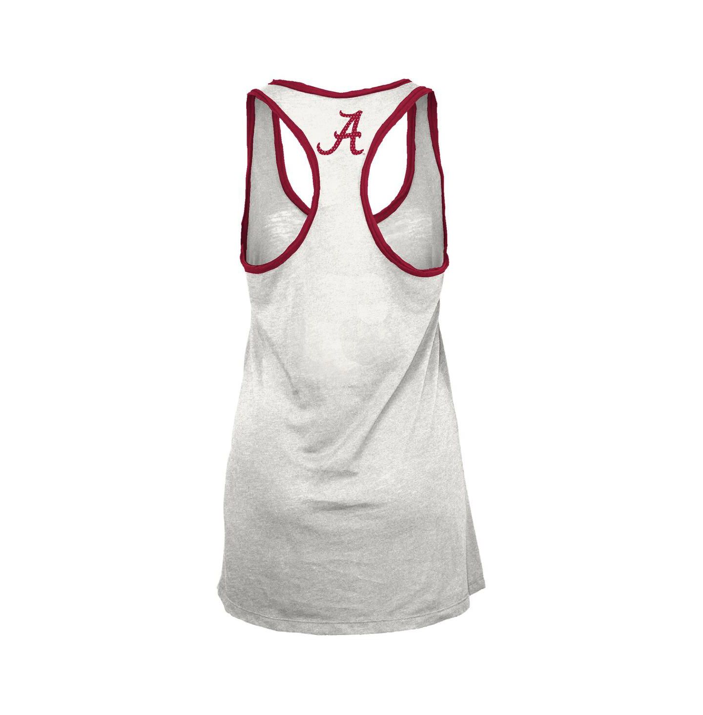 Женский топ Pressbox White/Crimson Alabama Crimson Tide Tracy Racerback Burnout — фото 2