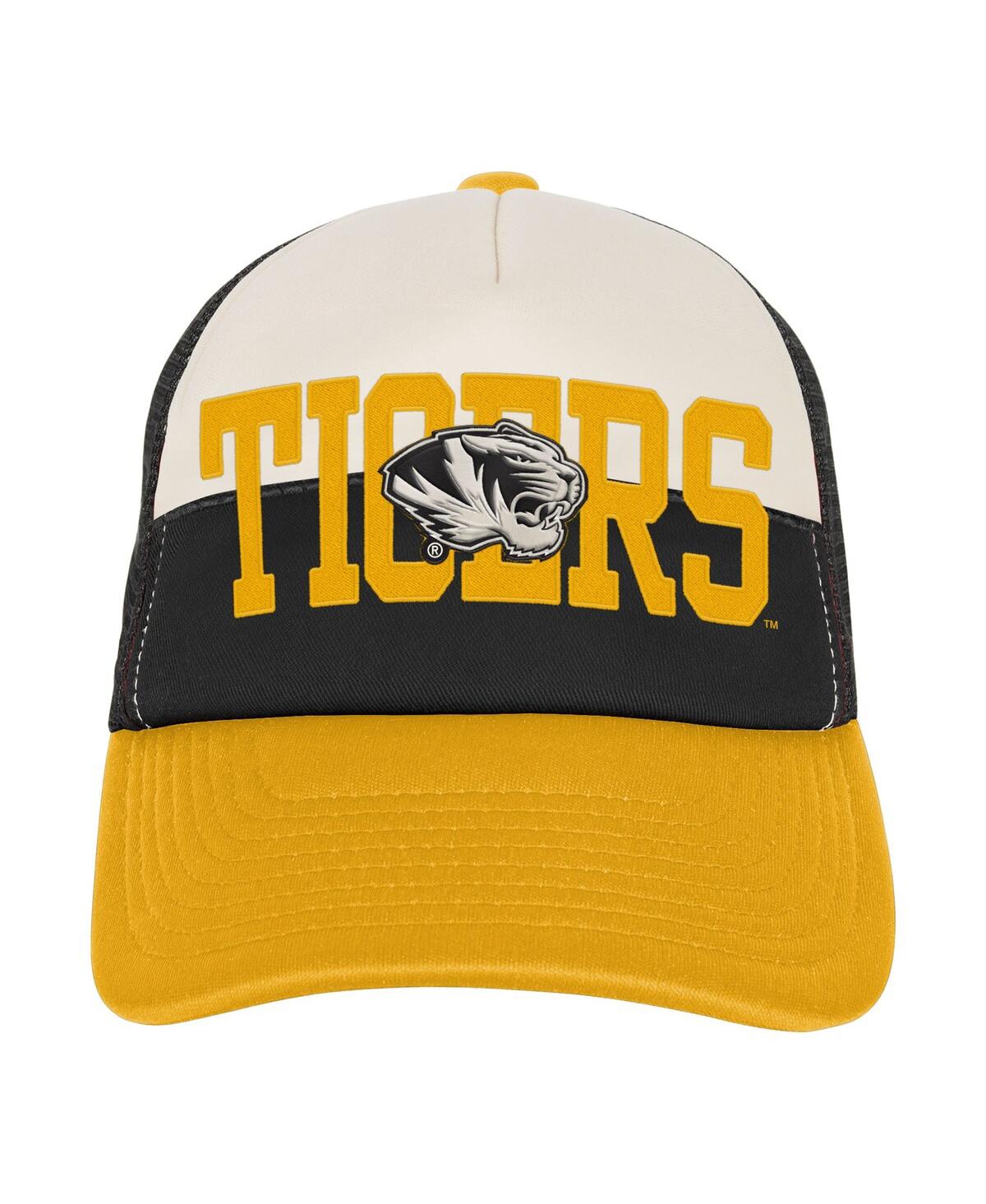Outerstuff Big Boys And Girls Black/cream Missouri Tigers Modern Fan Trucker Adjustable Hat In Multi