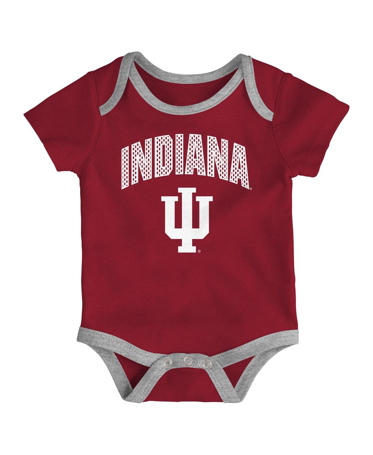 Outerstuff Baby Boys And Girls 3-pack Indiana Hoosiers All Day Play Bodysuit Set In Multi