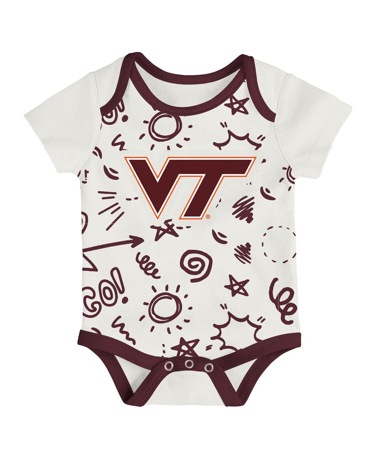 Outerstuff Baby Boys And Girls 3-pack Virginia Tech Hokies All Day Play Bodysuit Set In Orange