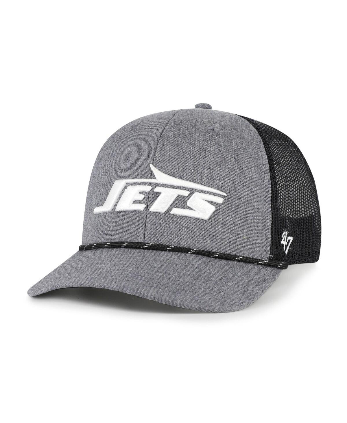 47 Brand Men's Heather Charcoal New York Jets Carbon Rope Trucker Adjustable Hat