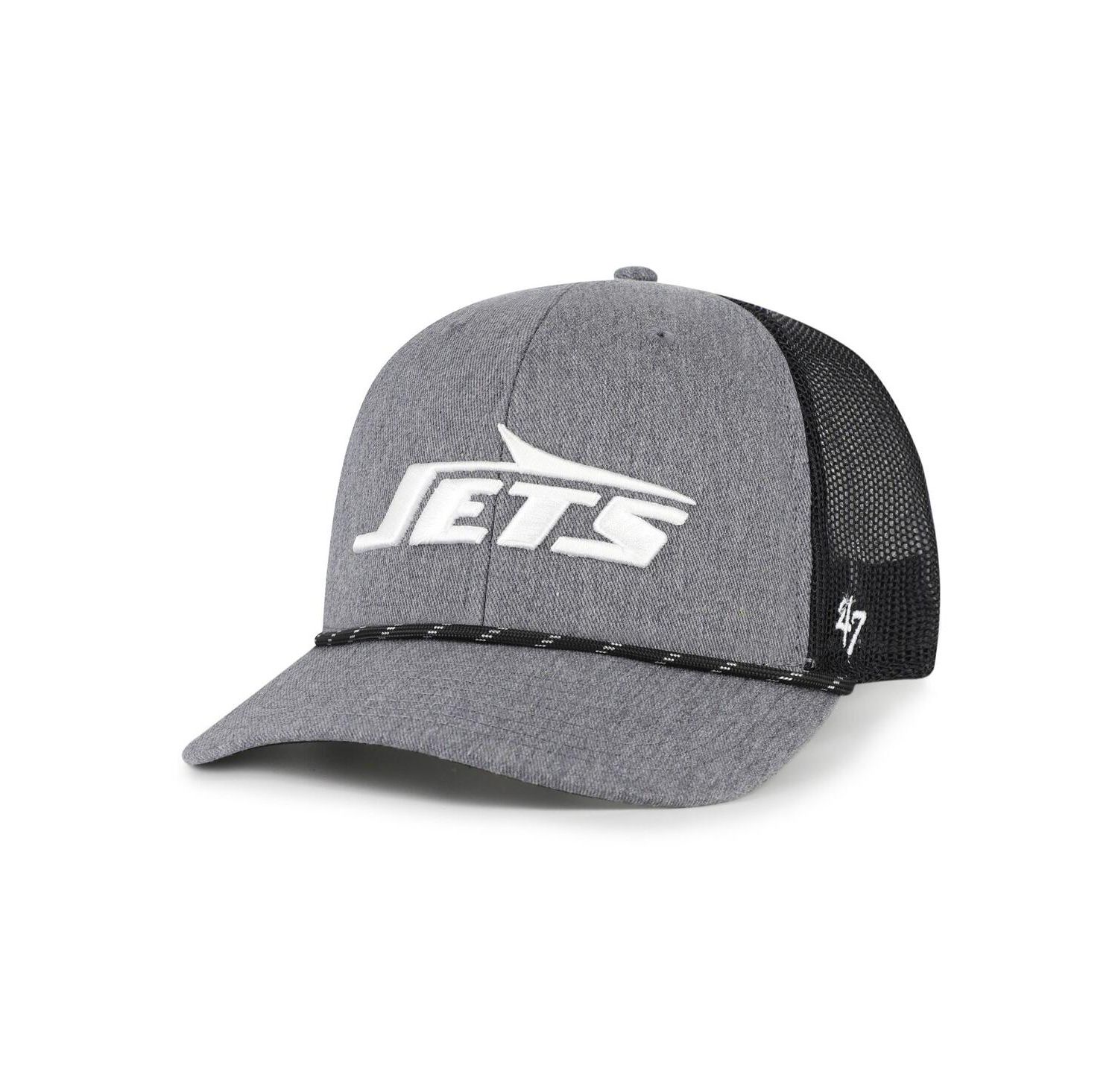 Men's Heather Charcoal New York Jets Carbon Rope Trucker Adjustable Hat