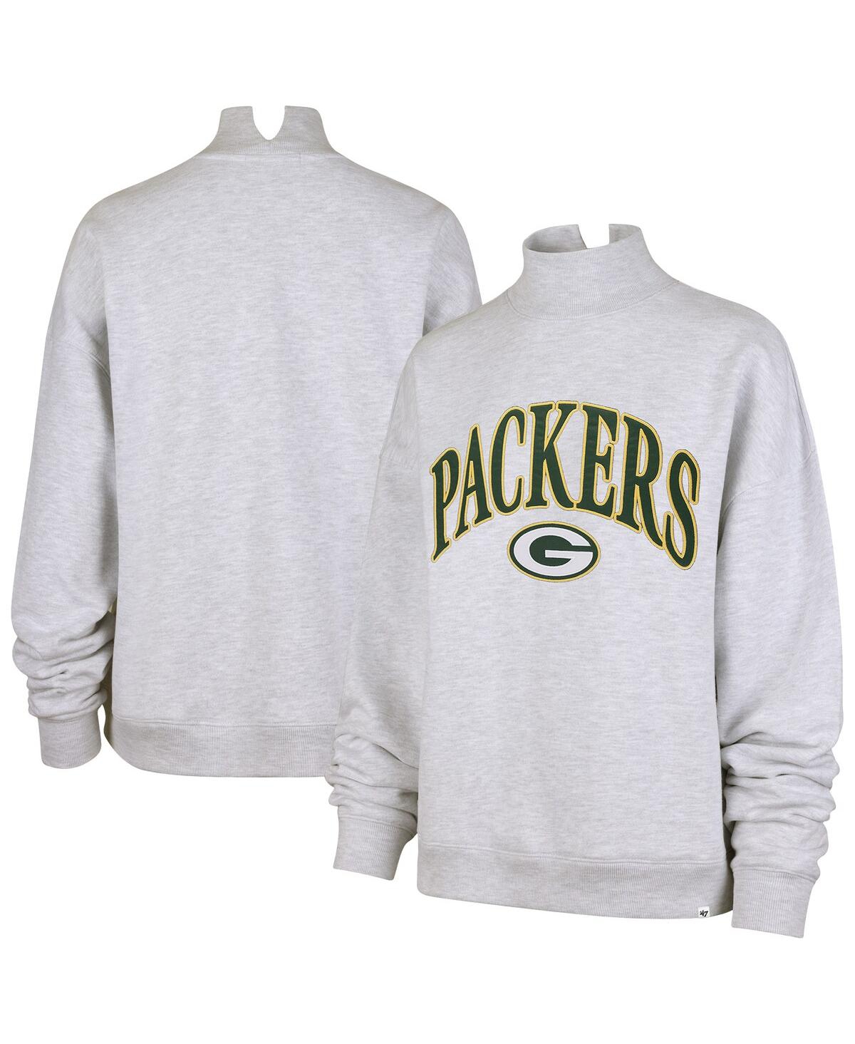 47 Brand Women's Heather Gray Green Bay Packers Vantage Mock Neck Pullover Sweatshirt In Gray