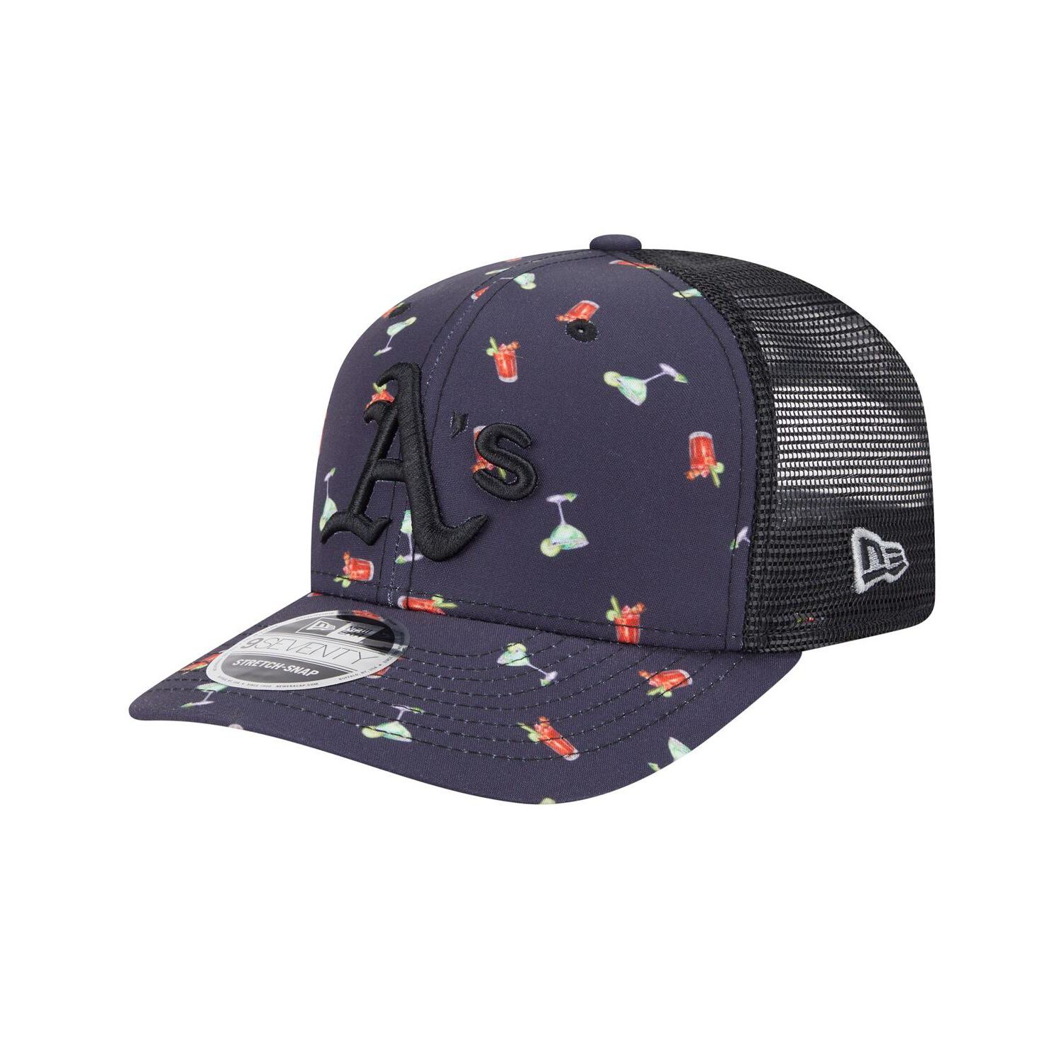 Men's Black Athletics Adventure Drinks Pattern 9SEVENTY Stretch-Snap Hat