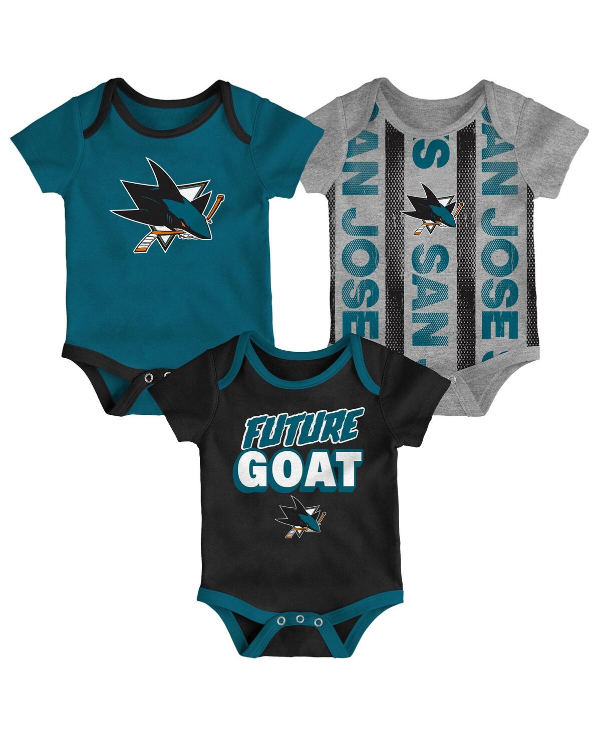Outerstuff Newborn 3-pack San Jose Sharks Loyal Buddies Bodysuit Set In Multi