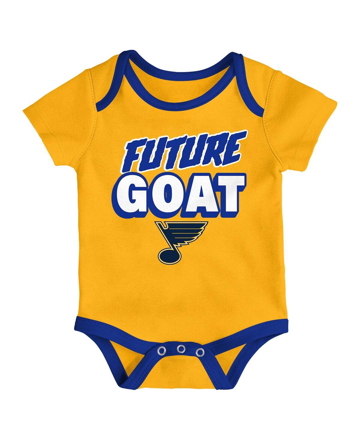 Outerstuff Newborn 3-pack St. Louis Blues Loyal Buddies Bodysuit Set In Multi