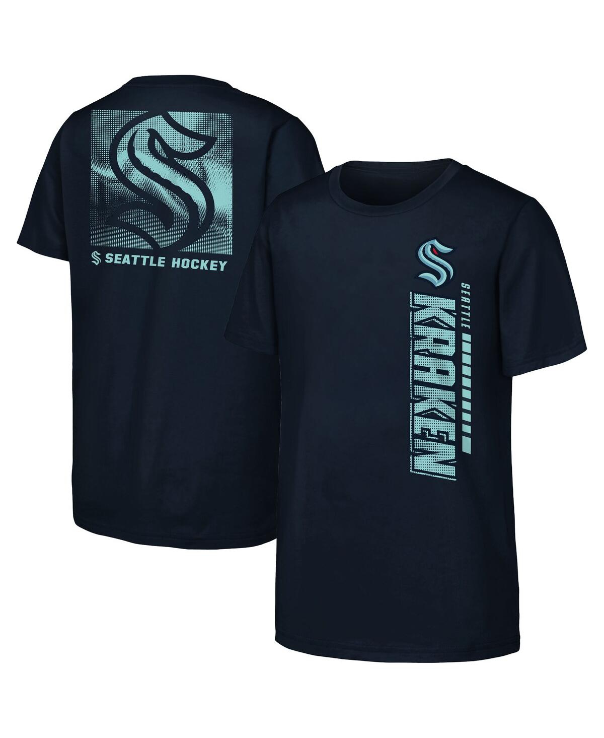 Outerstuff Big Boys And Girls Navy Seattle Kraken Atmosphere T-shirt In Blue