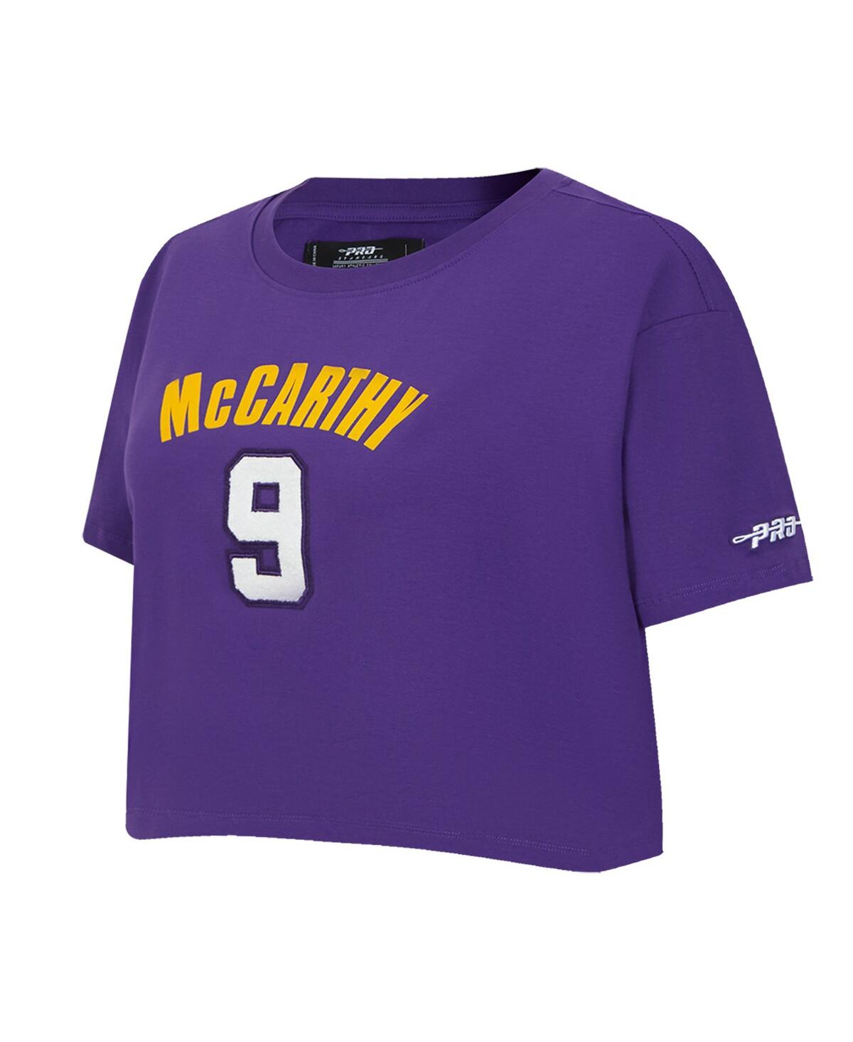 Pro Standard Women's J.j. Mccarthy Purple Minnesota Vikings Player Name Number Cropped Boxy T-shirt In Purple