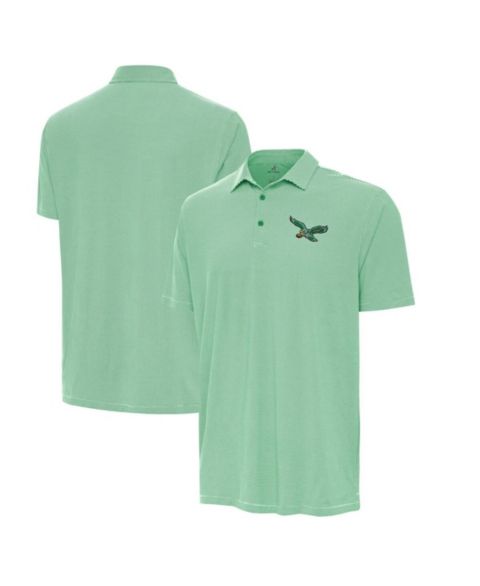 Мужское поло Antigua Kelly Green/White Philadelphia Eagles Twine Performance Polo Shirt
