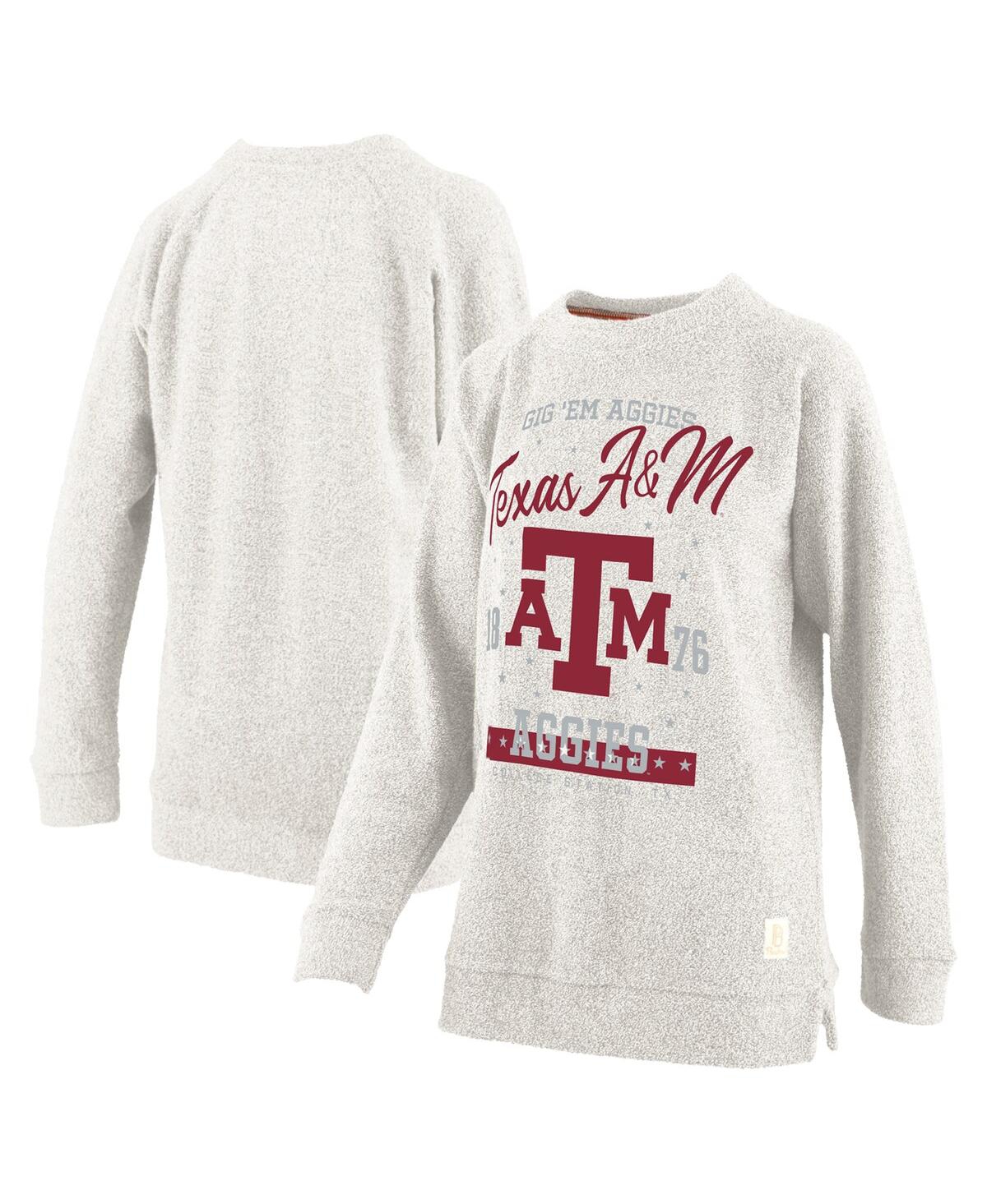 Pressbox Women's Oatmeal Texas A M Aggies Plus Size Comfy Cairo Terry Pullover Sweatshirt In White