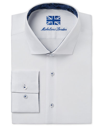 Michelsons of London Men's Slim-Fit White Solid Dress Shirt