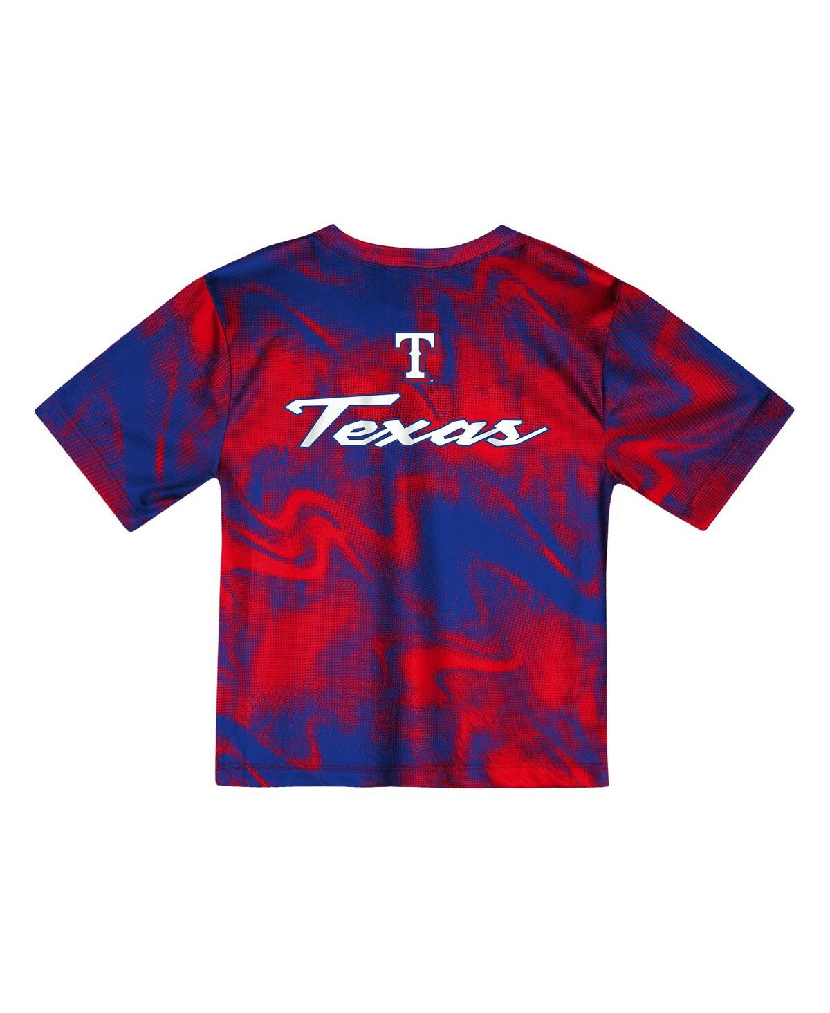 Outerstuff Toddler 2-piece Red/royal Texas Rangers Pinch Hitter Infielder T-shirt And Shorts Set In Blue