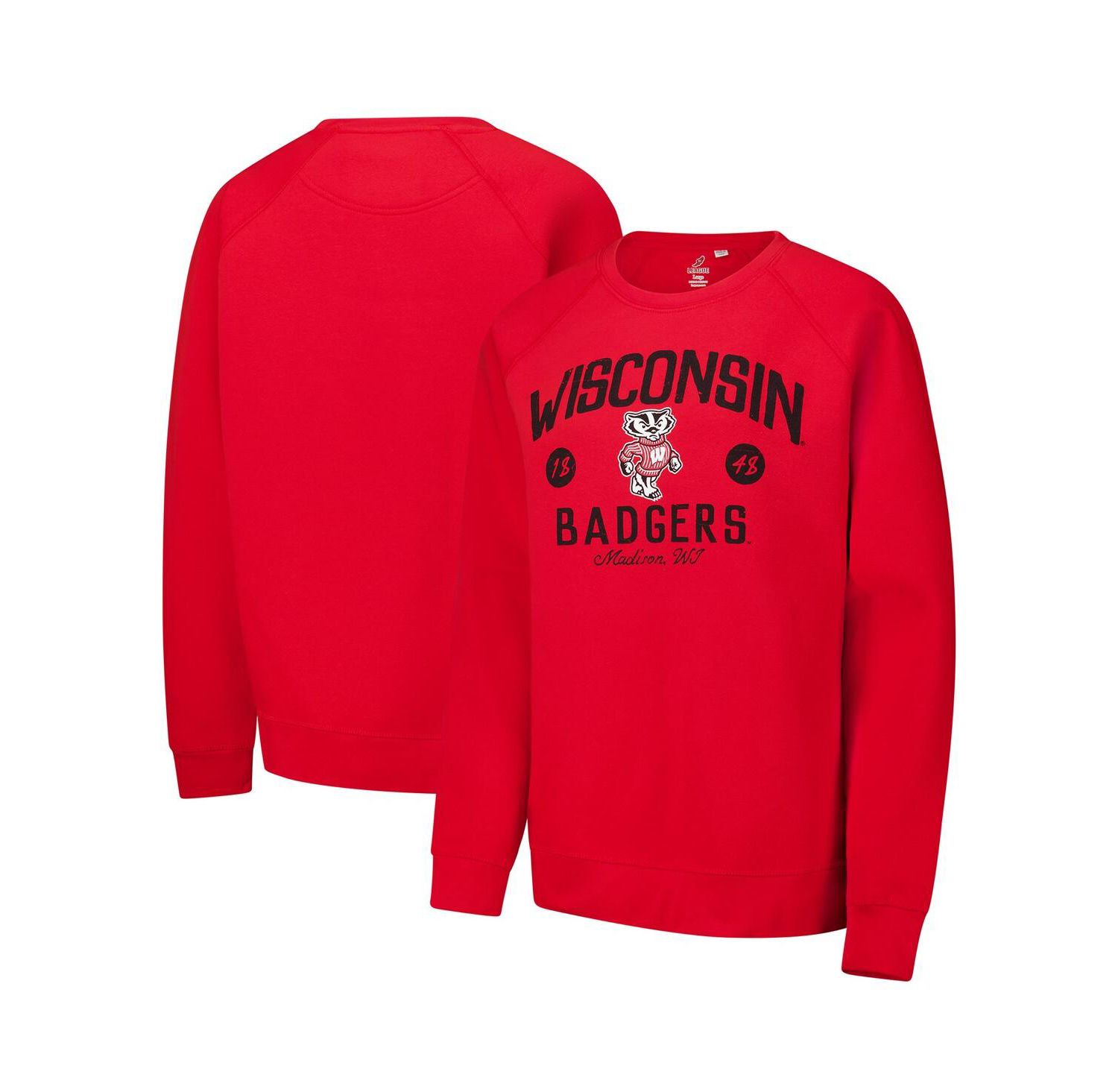Men's Red Wisconsin Badgers Bendy Arch Essential 2.0 Pullover Sweatshirt