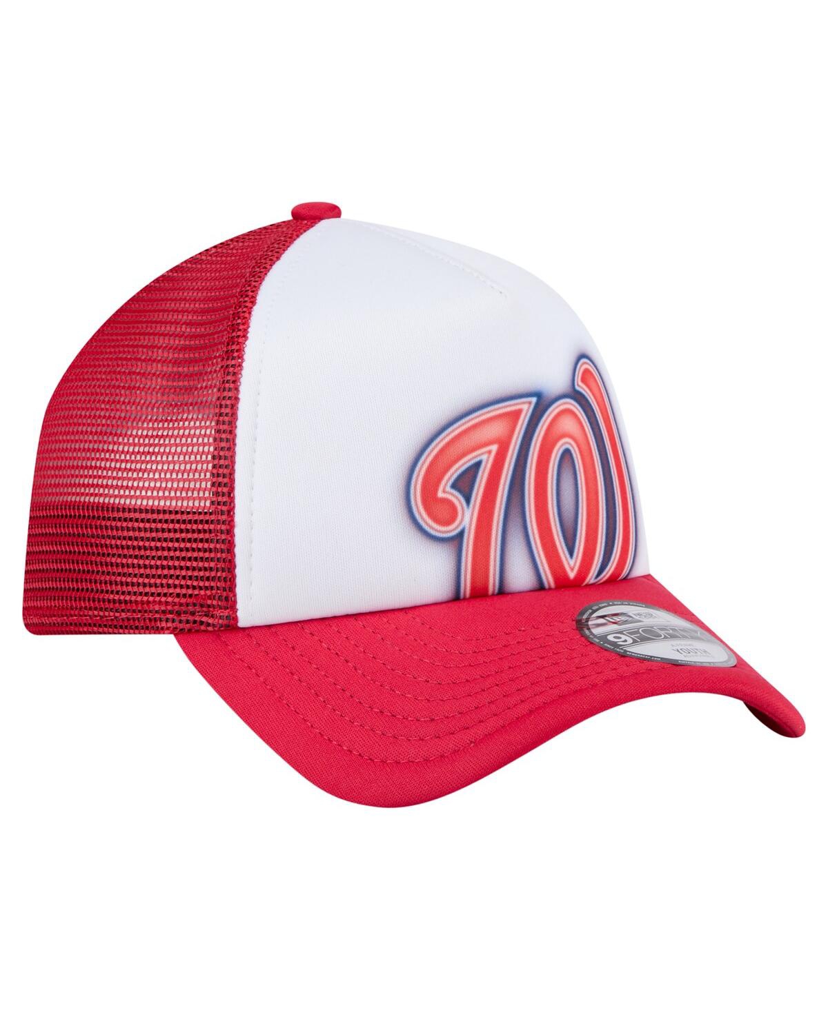 New Era Toddler White/red Washington Nationals Painted A-frame 9forty Trucker Adjustable Hat In Red