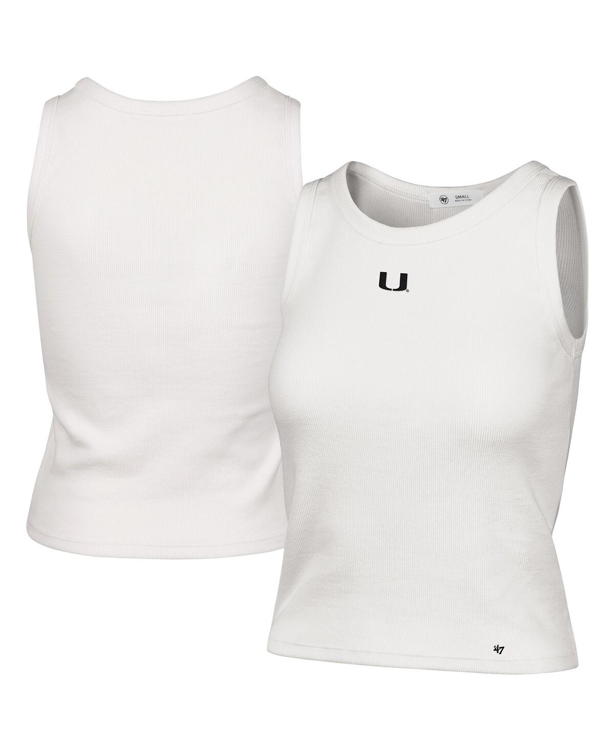 47 Brand Women's Cream Miami Hurricanes Micro Logo Ribbed Cropped Tank Top In White
