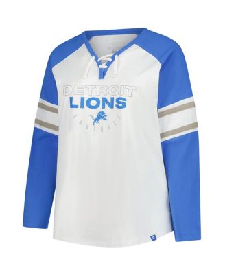 Women's White Detroit Lions Plus Size Redzone Lace Up Long Sleeve T-Shirt