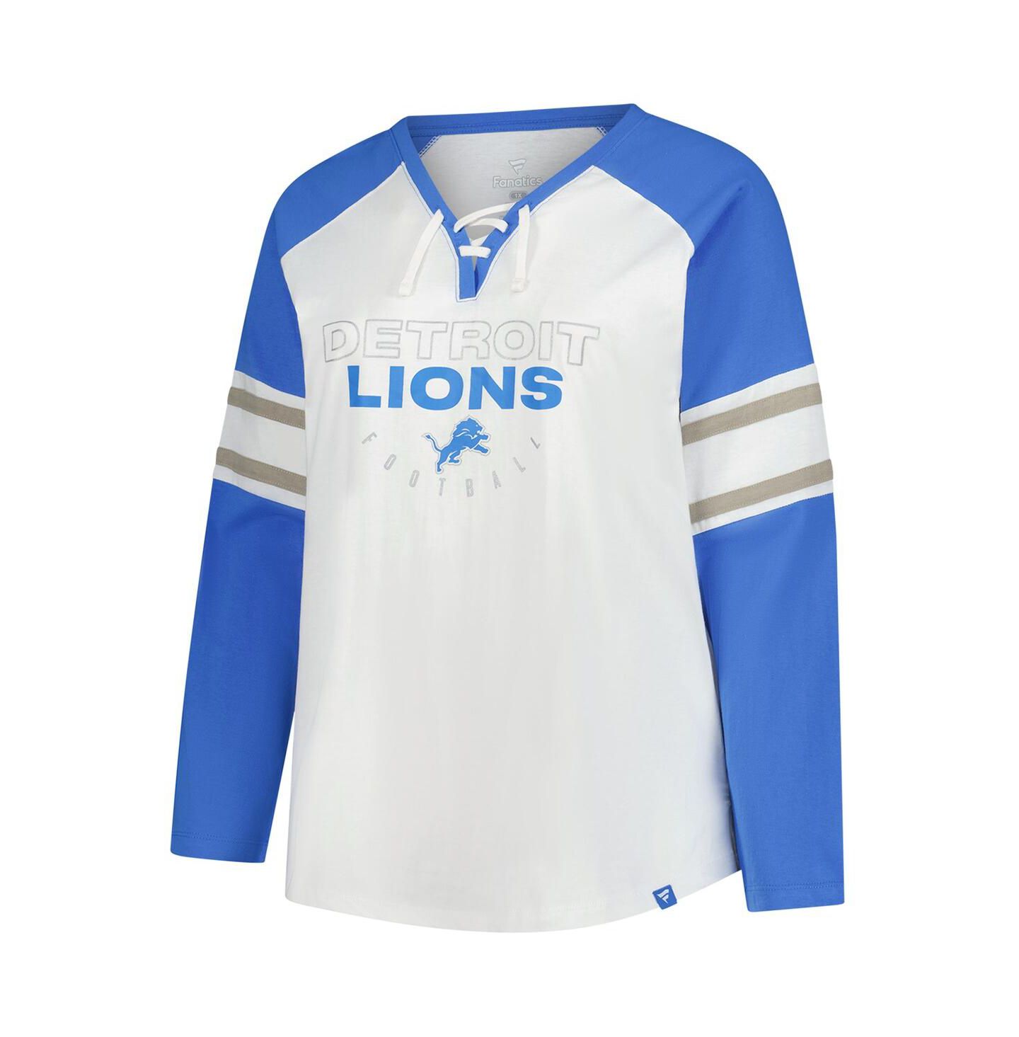 Женская футболка Fanatics White Detroit Lions Plus Size Redzone Lace Up Long Sleeve — фото 2