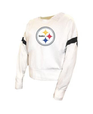 Women's White Pittsburgh Steelers Plus Size Fleece Pullover Sweatshirt