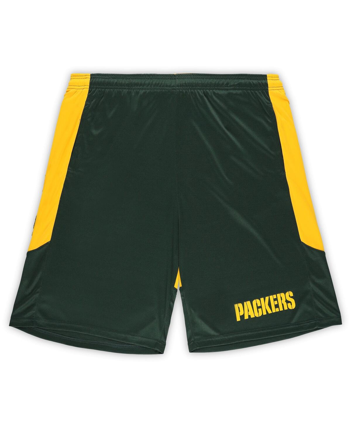 Fanatics Men's Green/gold Green Bay Packers Big Tall Launch Shorts In Yellow