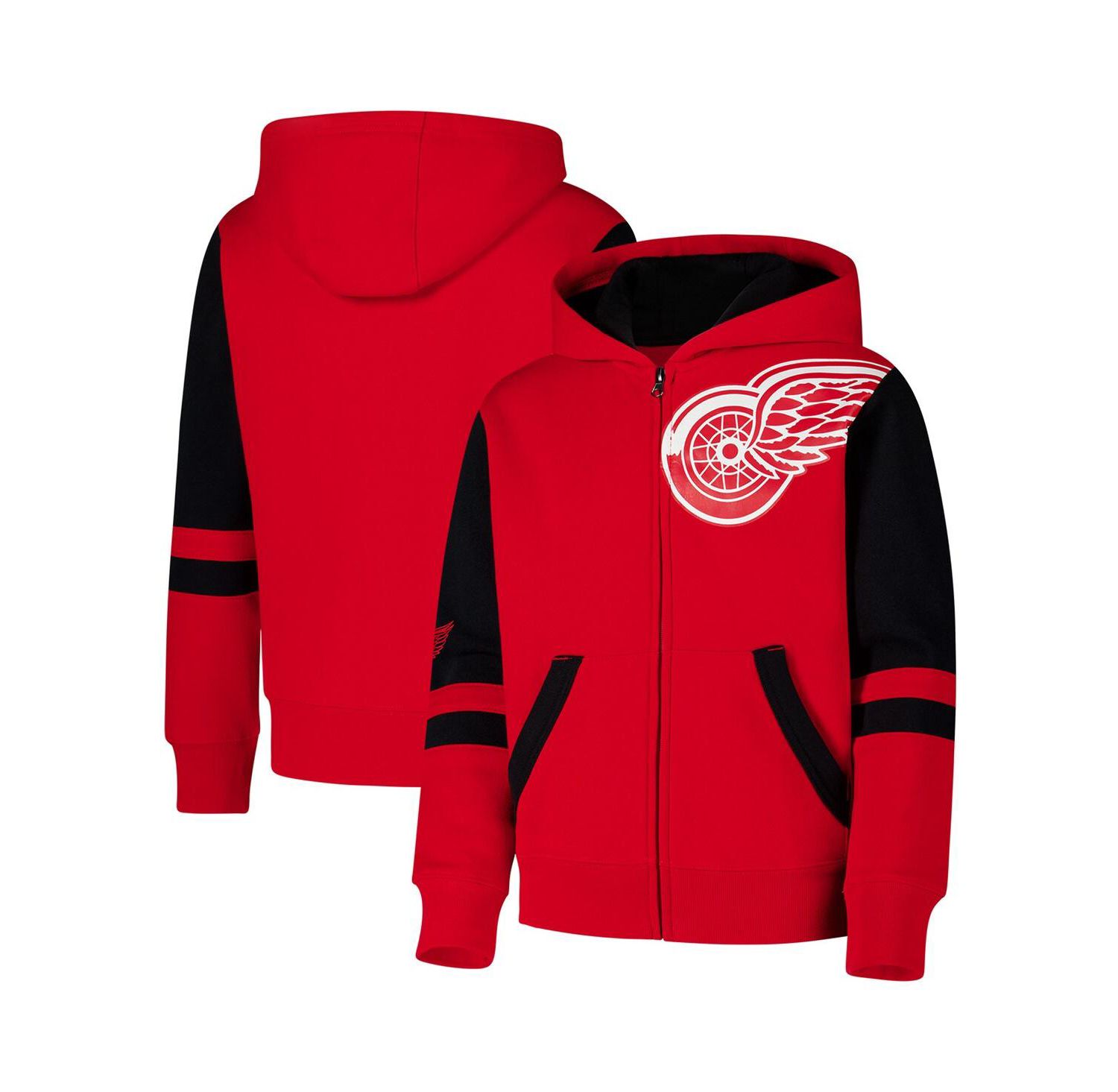 Big Boys and Girls Red Detroit Red Wings Face Off Full Zip Hoodie