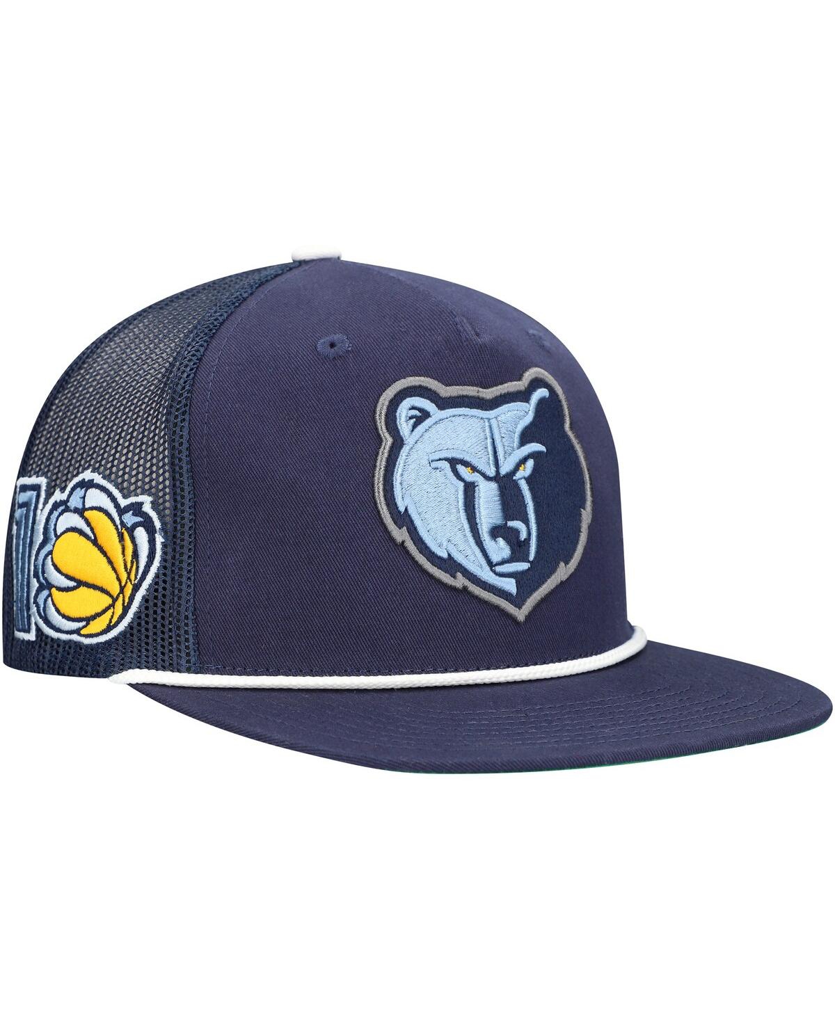 Mitchell & Ness Men's Navy Memphis Grizzlies Roper Trucker Snapback Hat In Blue